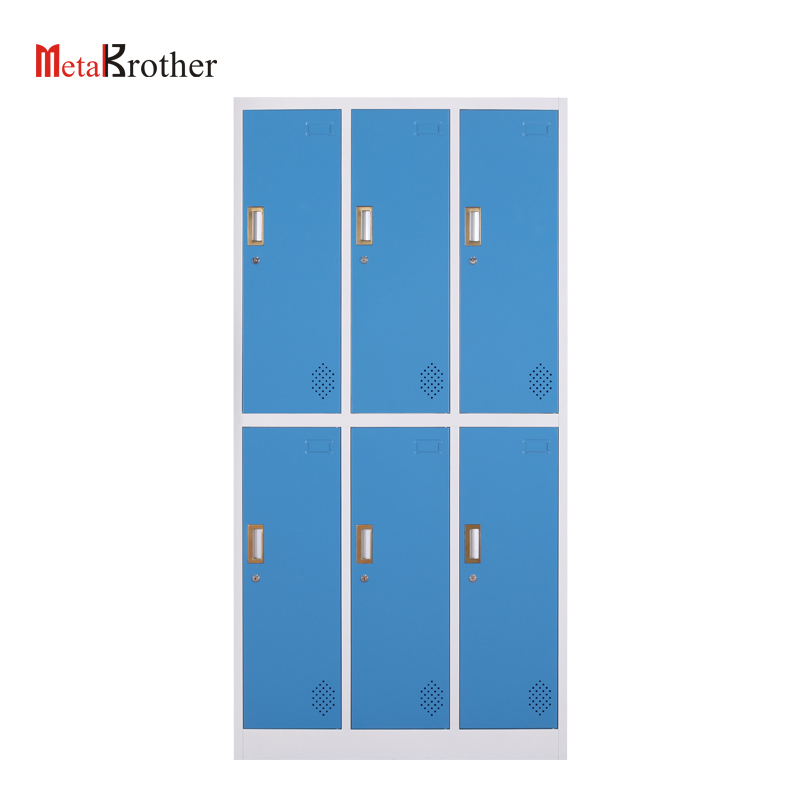 Colorful 6 Door Gym Staff Clothes Cabinets